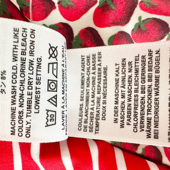 J.Crew 90s No Tie String Bikini Bottom Reversible Print Strawberry Red Large NWT - Picture 8 of 9